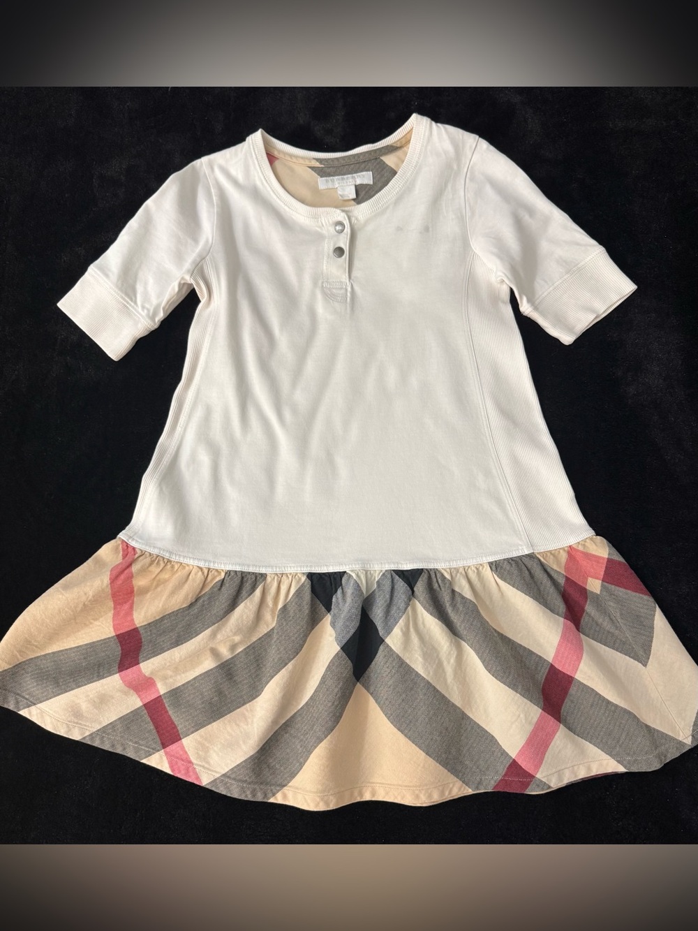 Girls's Burberry Henley Dress with White Top and Classic Nova Check Size 6